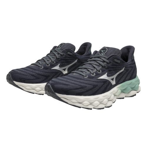 Mizuno Wave Sky 8 Womens India Ink neo Silver pair