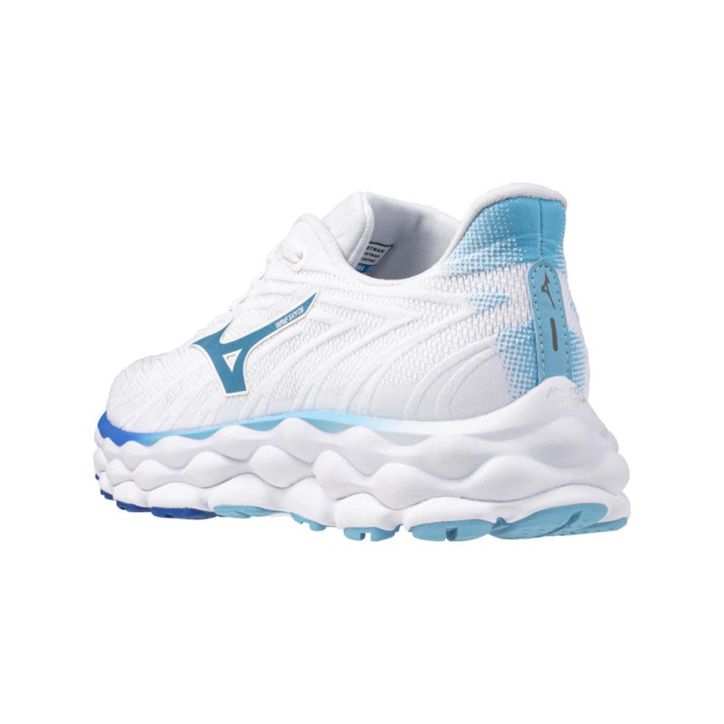 Mizuno Wave Sky 8 Womens White laser Blue back angle