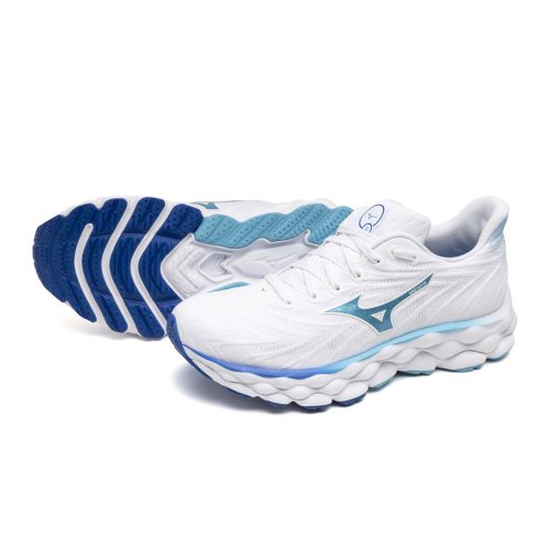 Mizuno Wave Sky 8 Womens White laser Blue front pair